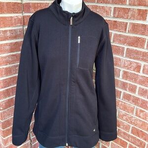 Calvin Klein Black Fine Rib Knit Zippered Ladies Sport Jacket